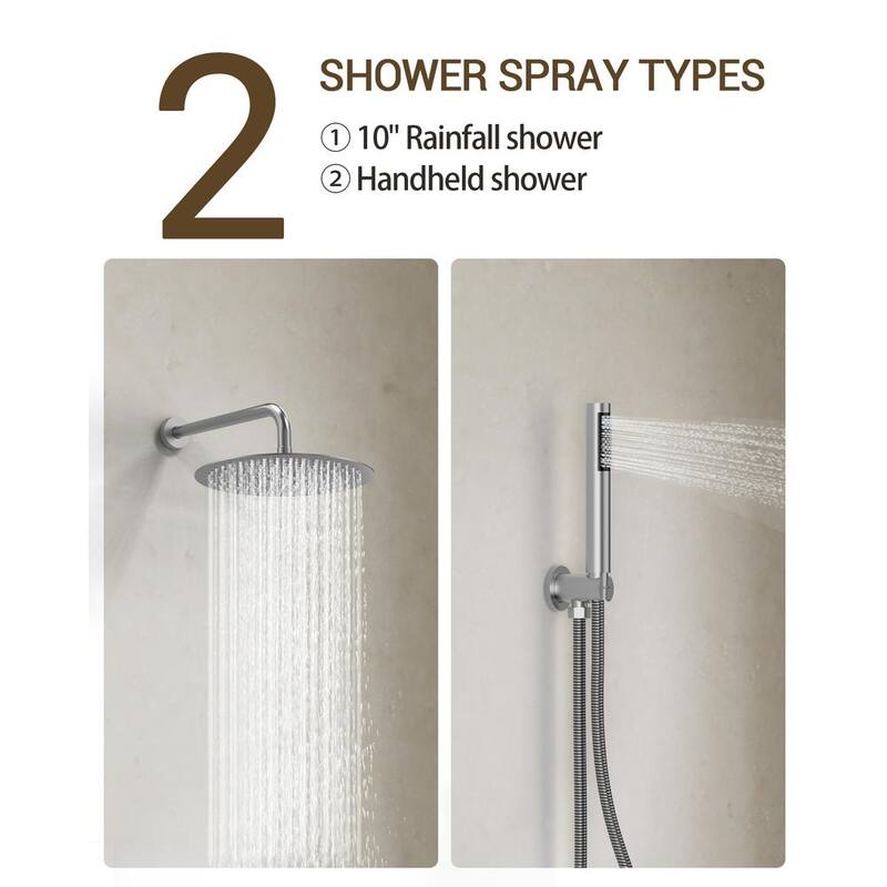 10 in. Round Wall Mount 2-Spray Shower Faucet 2.5 GPM Brushed Nickel X6027
