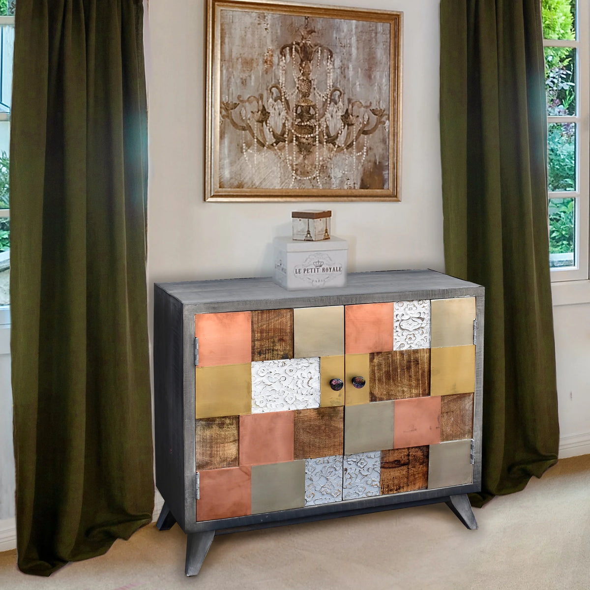 Recycled Mango Wood Cabinet with 2 Doors W62350