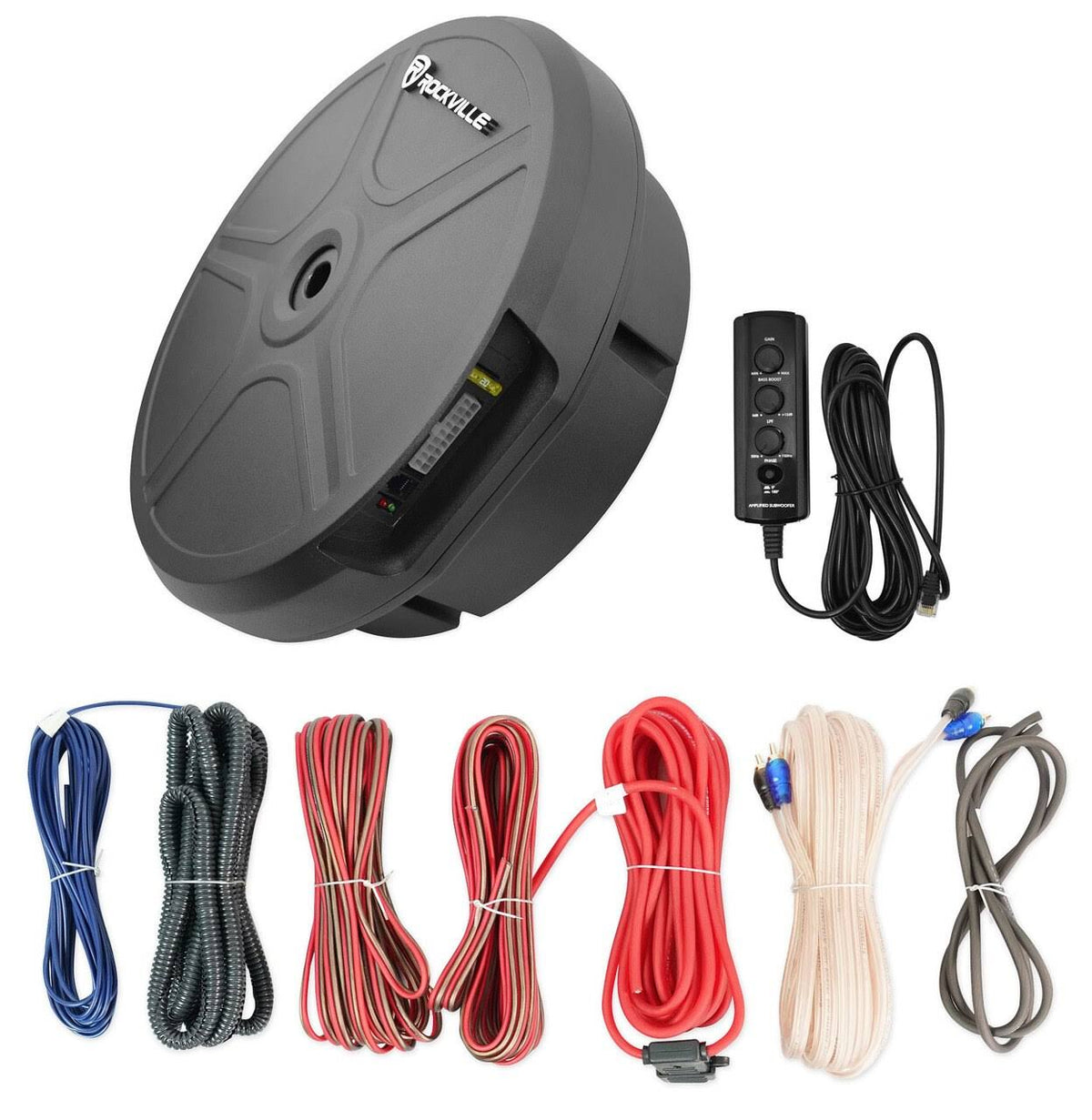 RockGhost Active Powered 8x22 Hidden Car Subwoofer for Full Size Spare Tire M2341