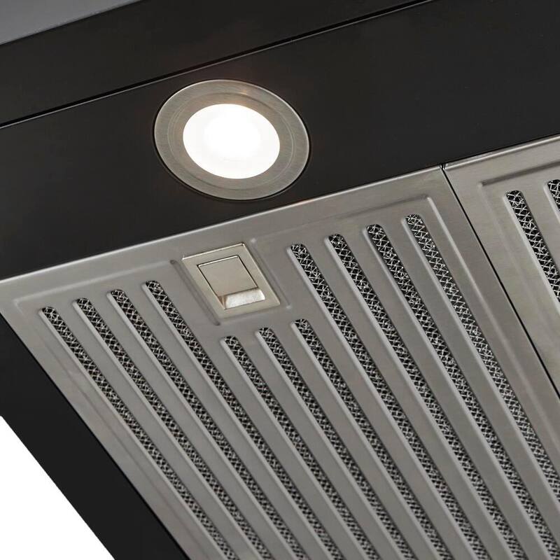 30 in. 350CFM Convertible T-Shape Wall Mount Range Hood in Black with Charcoal Filters and LED Lighting Y40301
