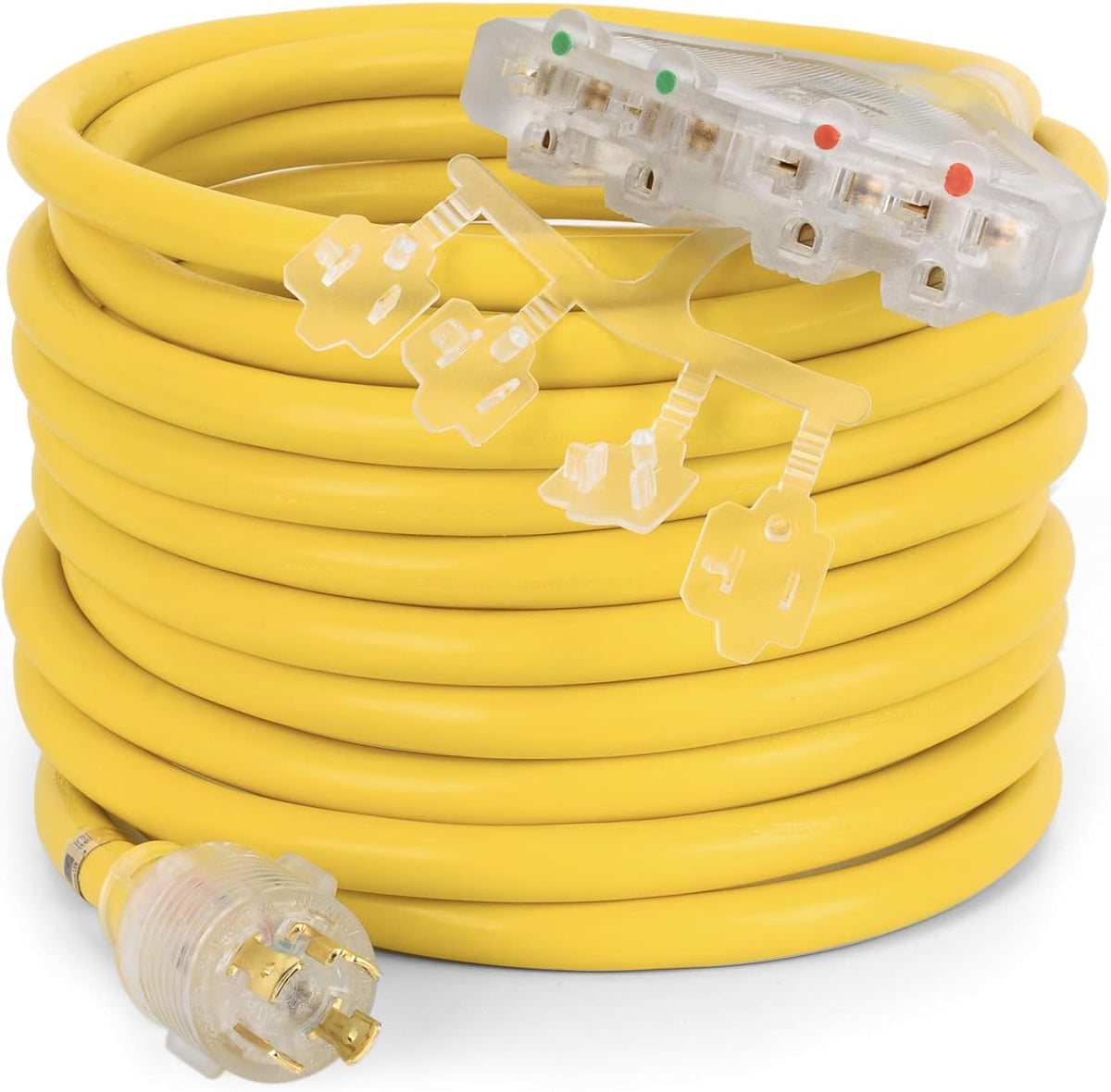 25 Feet Heavy Duty Generator Extension Cord, 4 Prong 10 Gauge, 125/250V 30Amp 7500 Watts, Pack of 2 F449