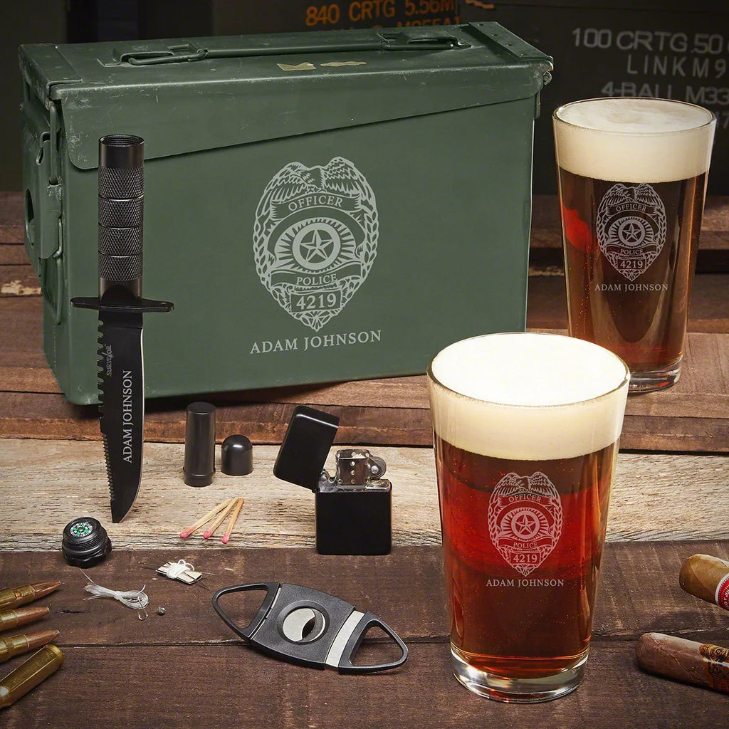 Personalized .30 Cal Ammo Can and Pint Glasses Gift Set Q798542