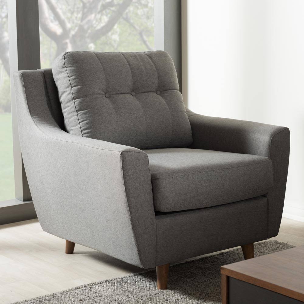 Grey Tufted Arm Chair D934