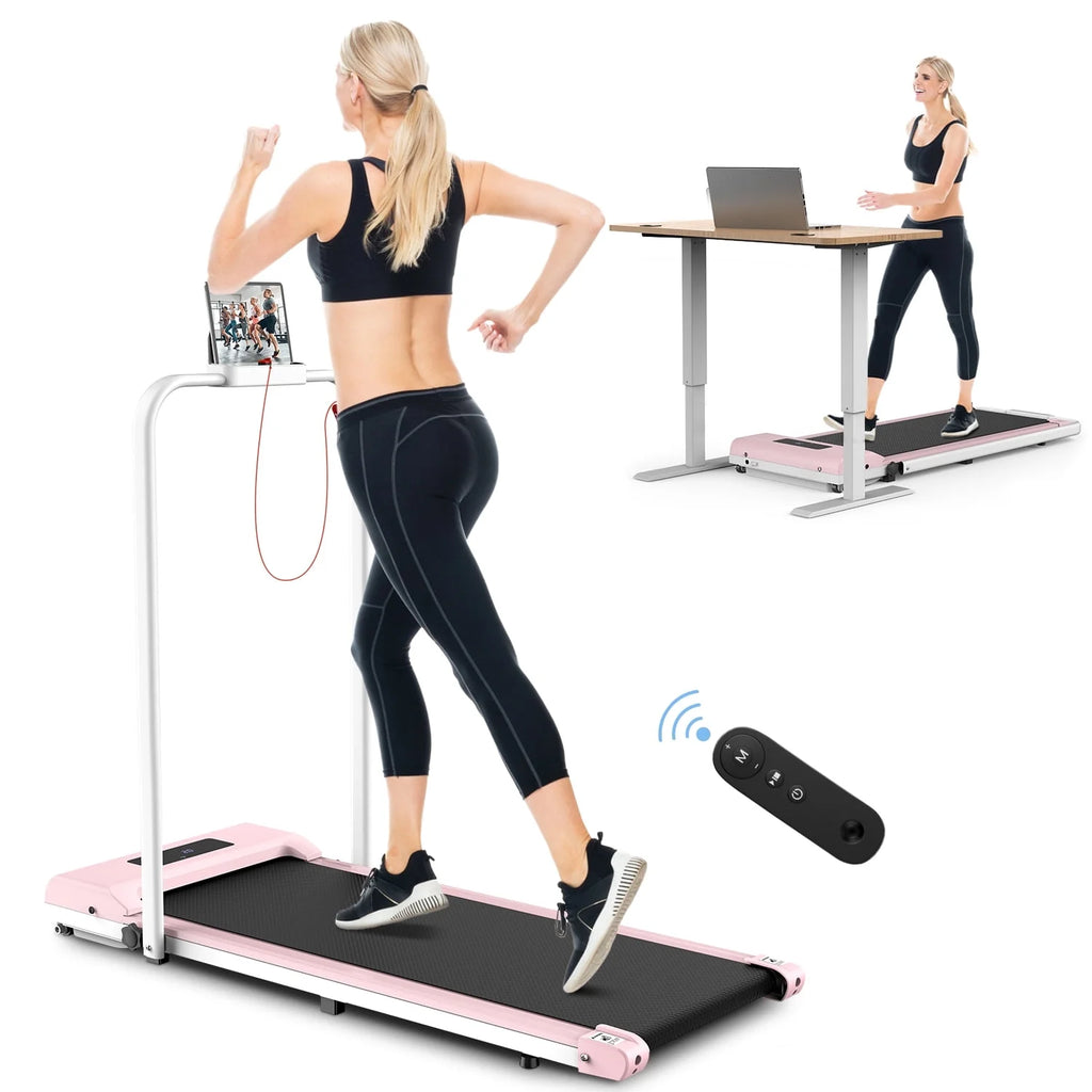 2 in 1 Folding Treadmill 265 lbs Gray Y73788
