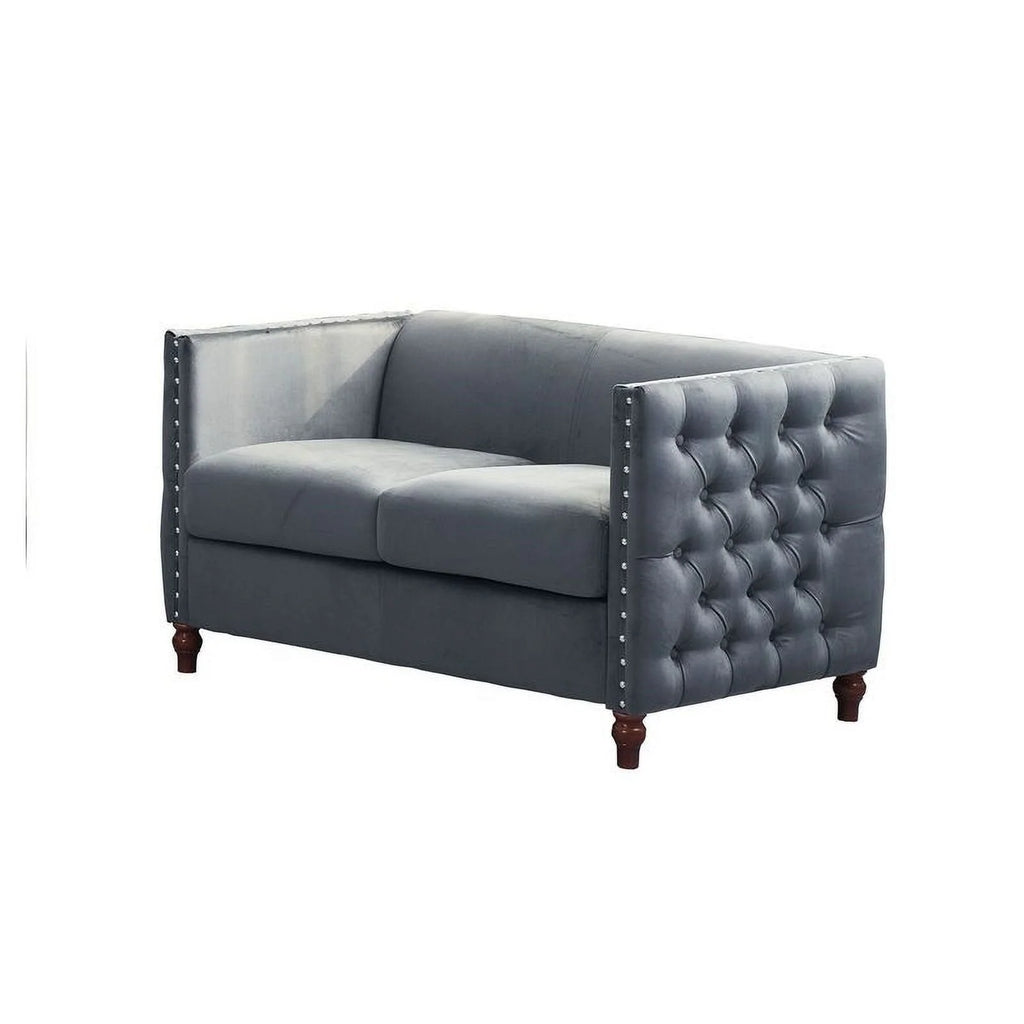 Velvet Sofa and Loveseat Set of 2 Gray E453476