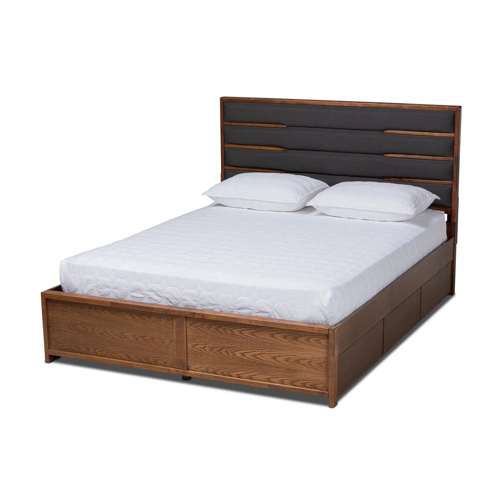 Queen Dark Gray Upholstered Platform Bed H10980