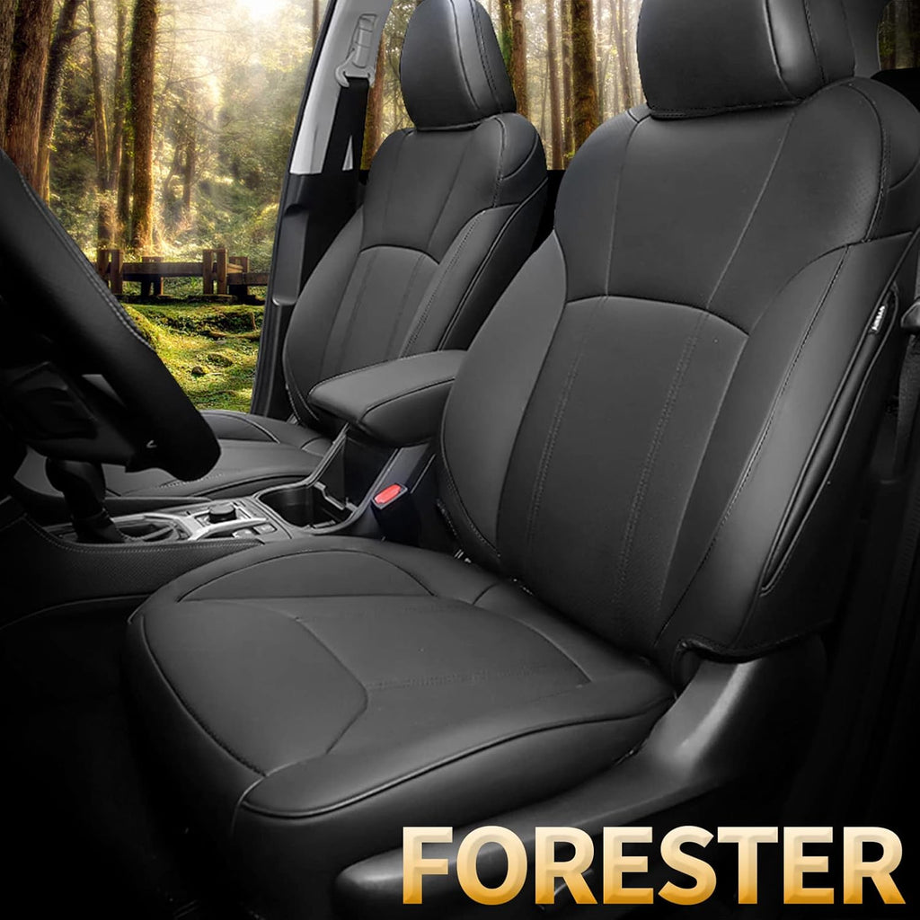 Faux Leather Car Seat Covers Full Set Black A190881