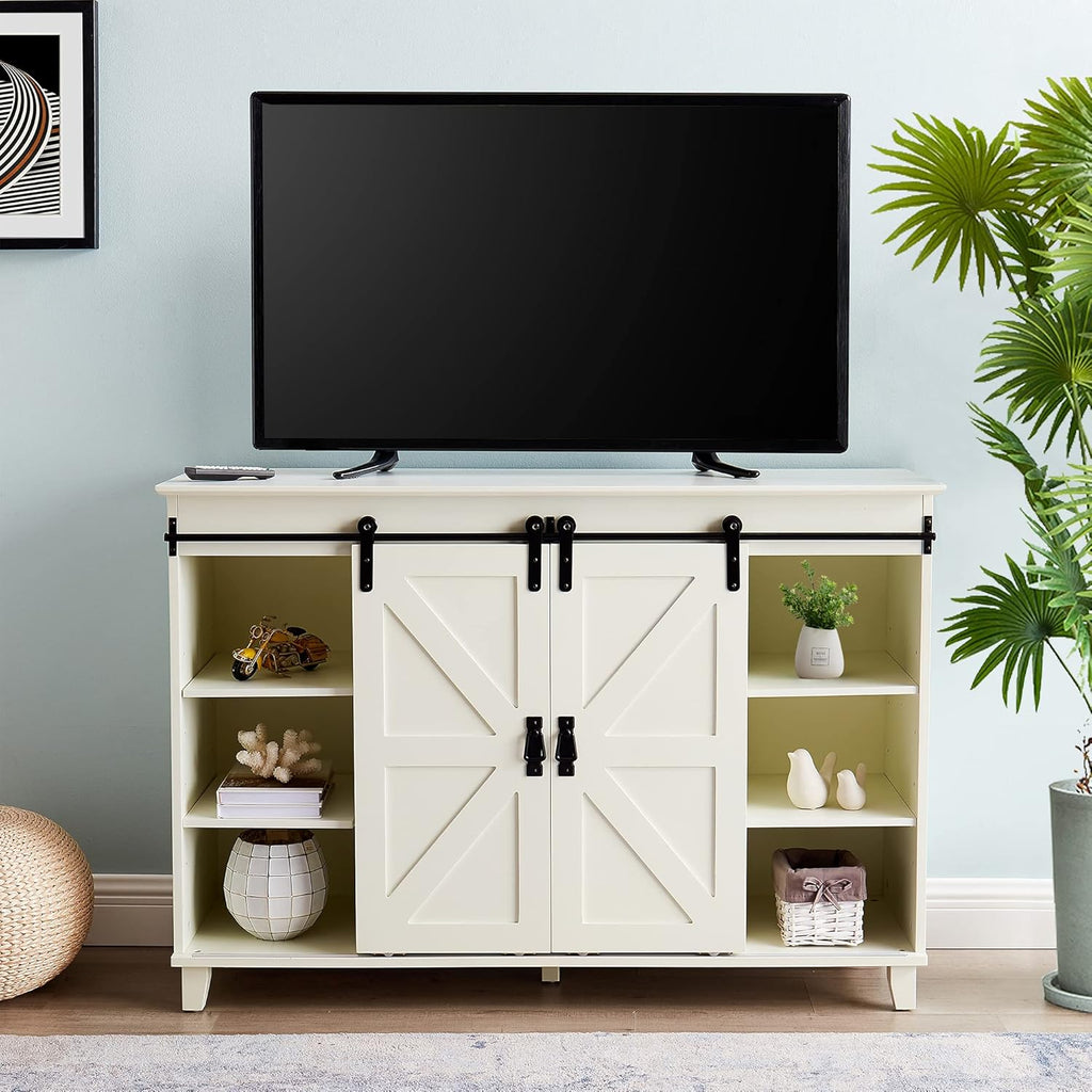 Farmhouse TV Stand with Sliding Barn Doors U335305