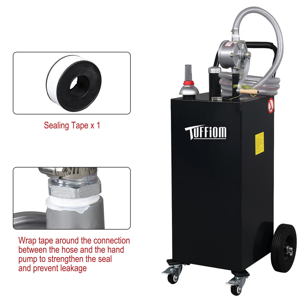 35 Gallon Gas Caddy with Hand Pump & Wheels D2754