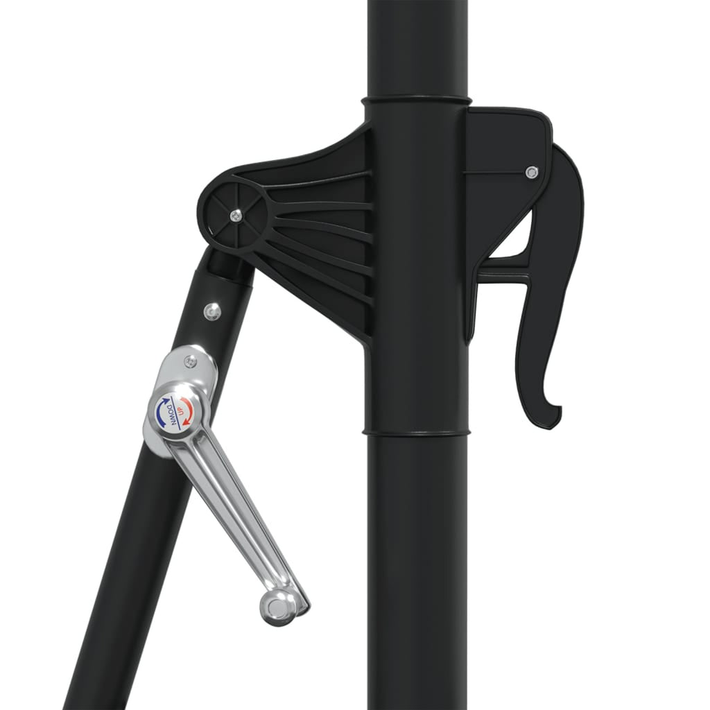 Wall Mounted Parasol with LEDs and Metal Pole Garden Folding Umbrella Sand 118.1 x 51.6 Inches P99650
