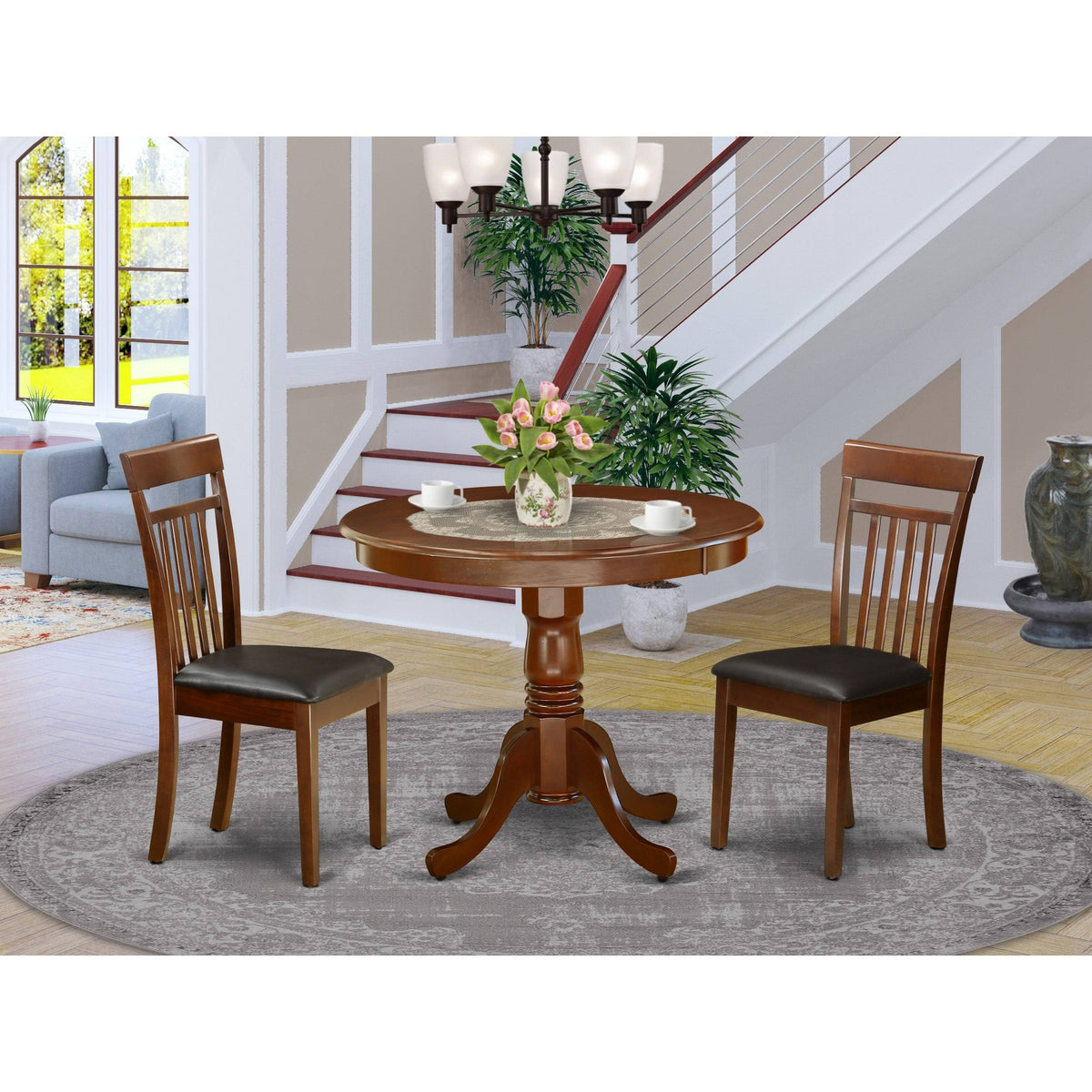 5pc Dining Room Table and Faux Leather Seat Chairs P58205