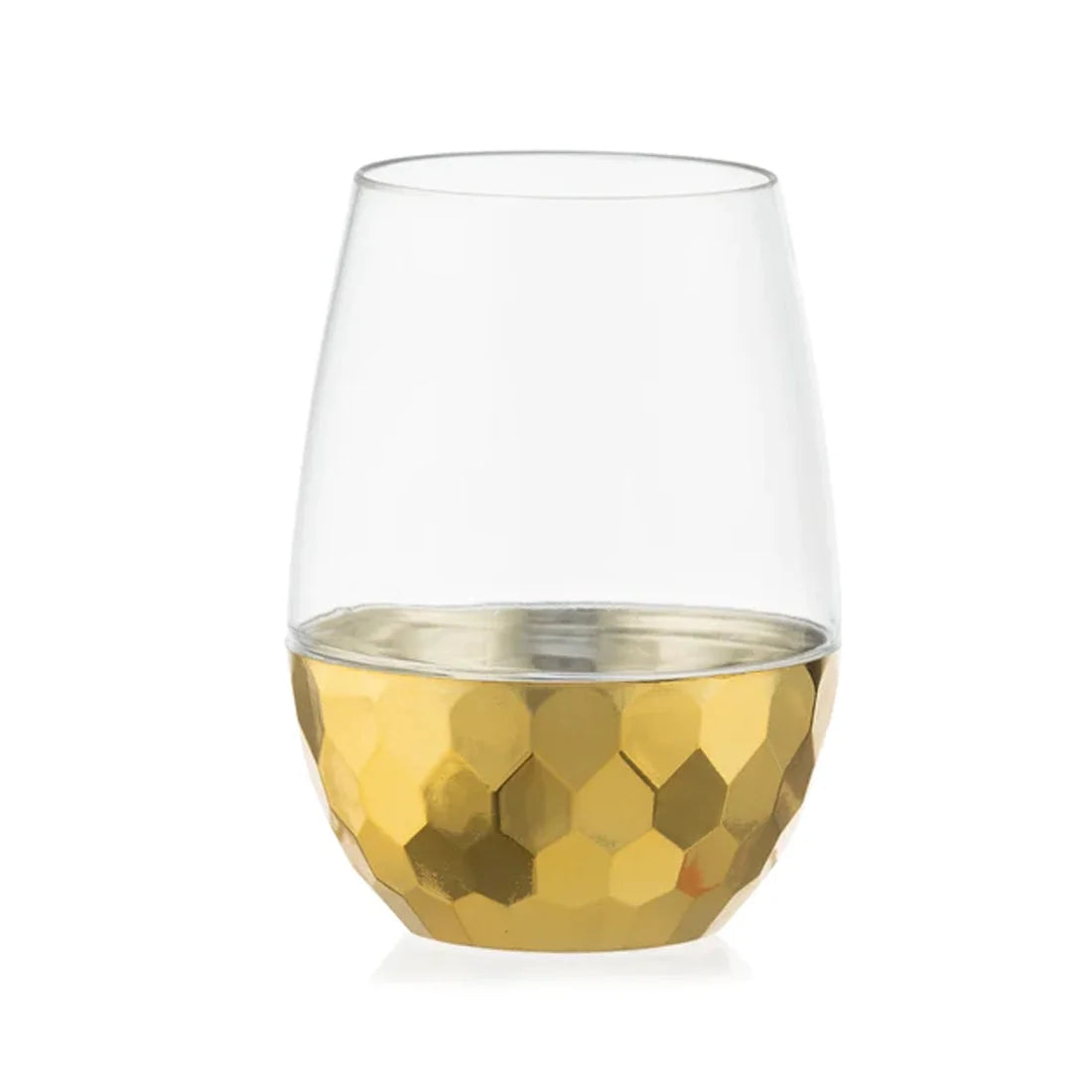 Clear Gold Bottom 16 Oz Stemless Wine Goblet Pack of 6 C815813