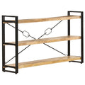 3-Tier Mango Wood Bookcase with Storage Shelves J924847