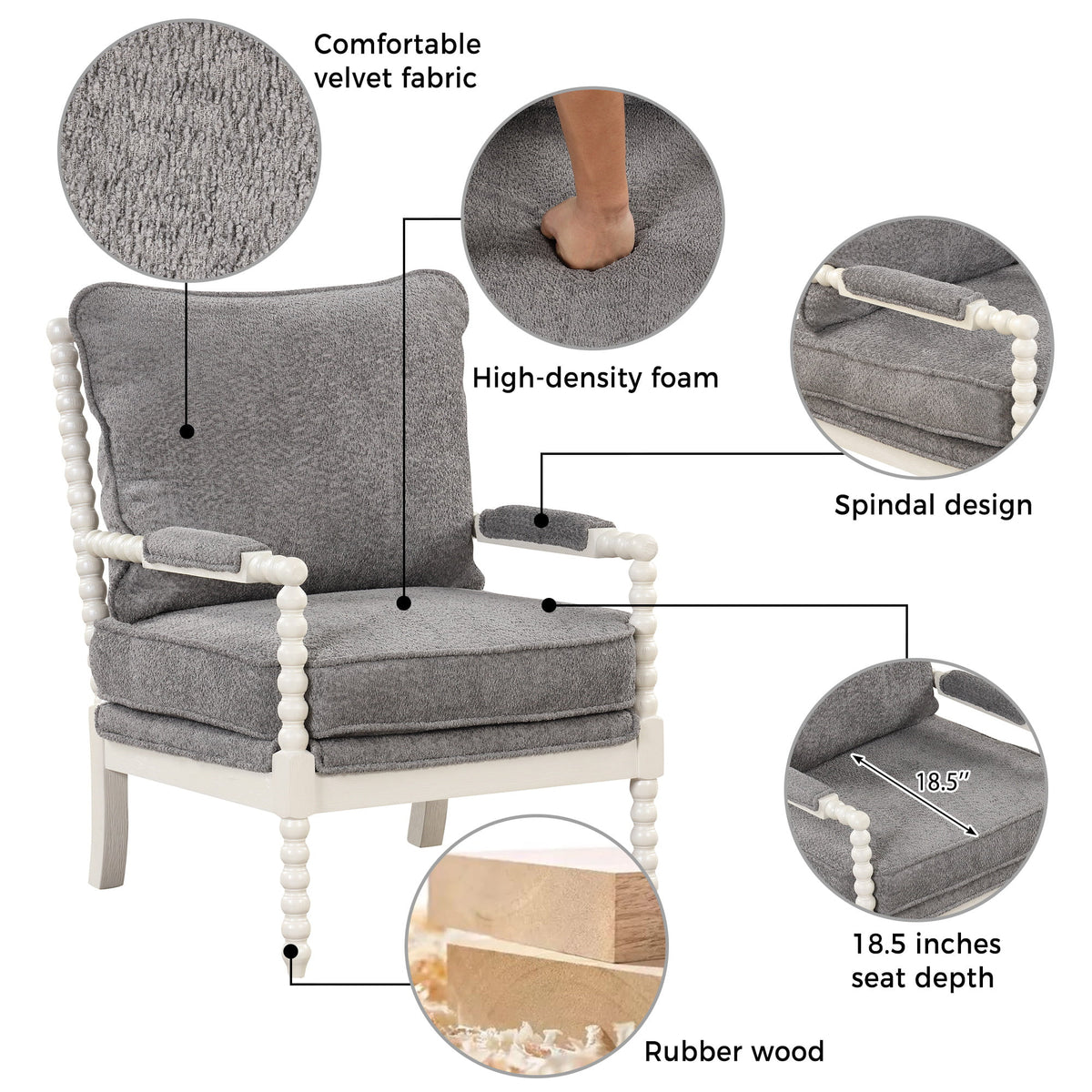 Velvet Accent Chair with Ottoman B3983