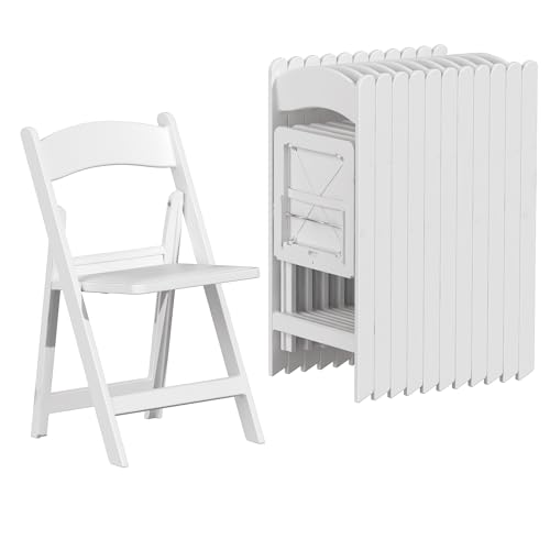 4 Pack White Folding Chairs with Cushion K611438