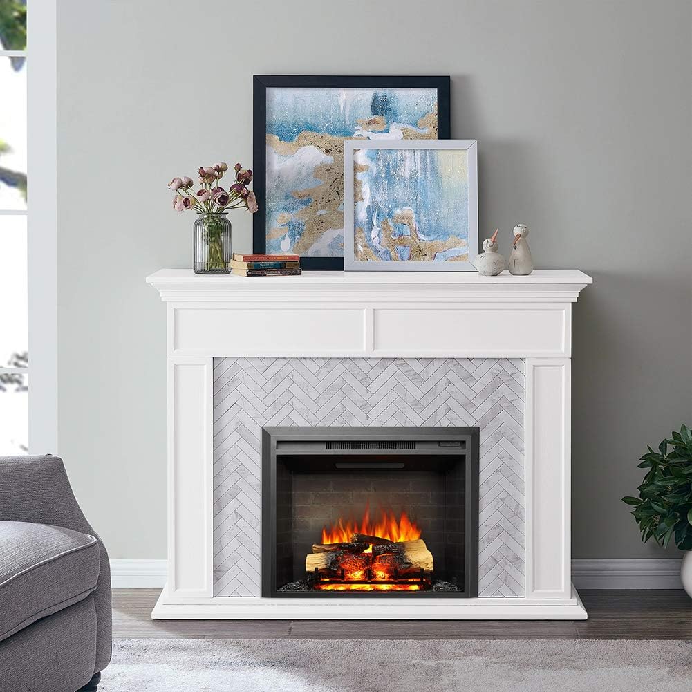 28 W Electric Fireplace Insert, 750/1500W Heater with Remote Control F526