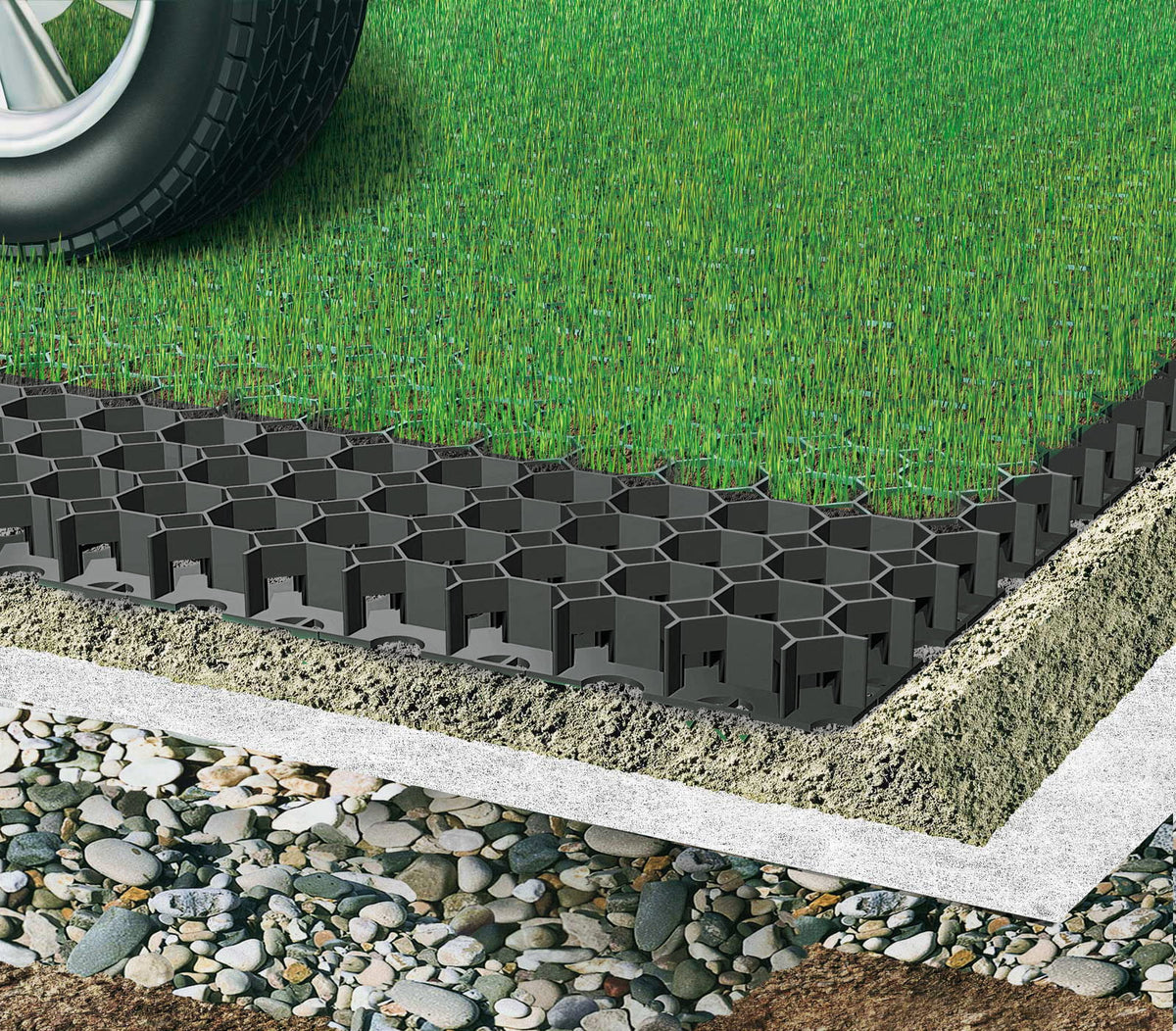 Black Permeable Grass Pavers Pack of 4 D5173