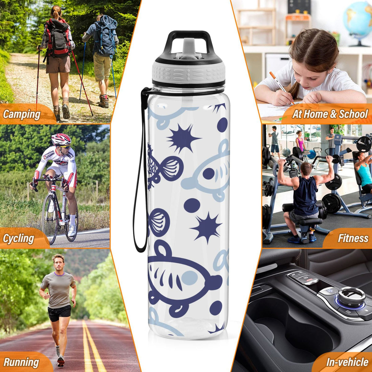 32oz Tritan Leakproof Clear Sports Water Bottle Y313016