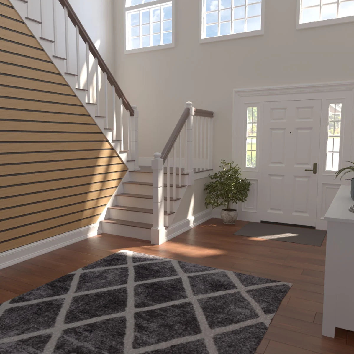 Adjustable Wood Slat Wall Panel Kit, Maple, 11 Slats D694380