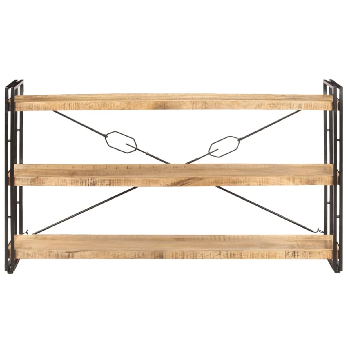 3-Tier Mango Wood Bookcase with Storage Shelves J924847