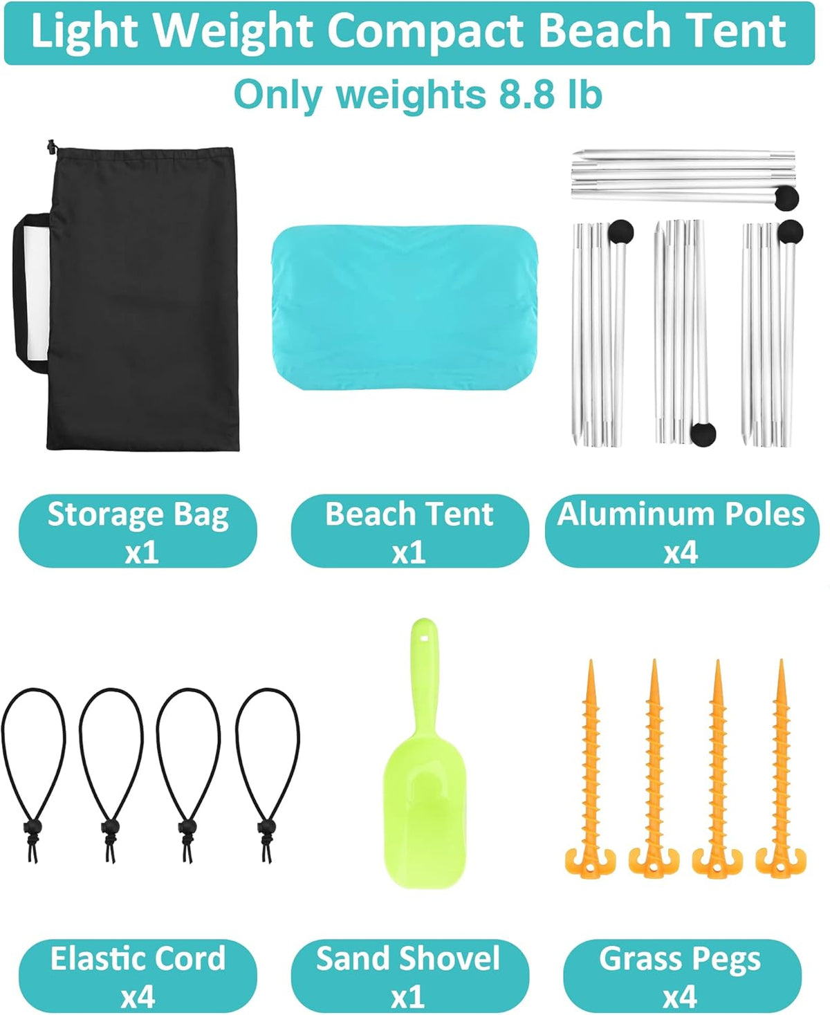10'x10' 6 Person UPF 50+ Pop Up Beach Tent O1809