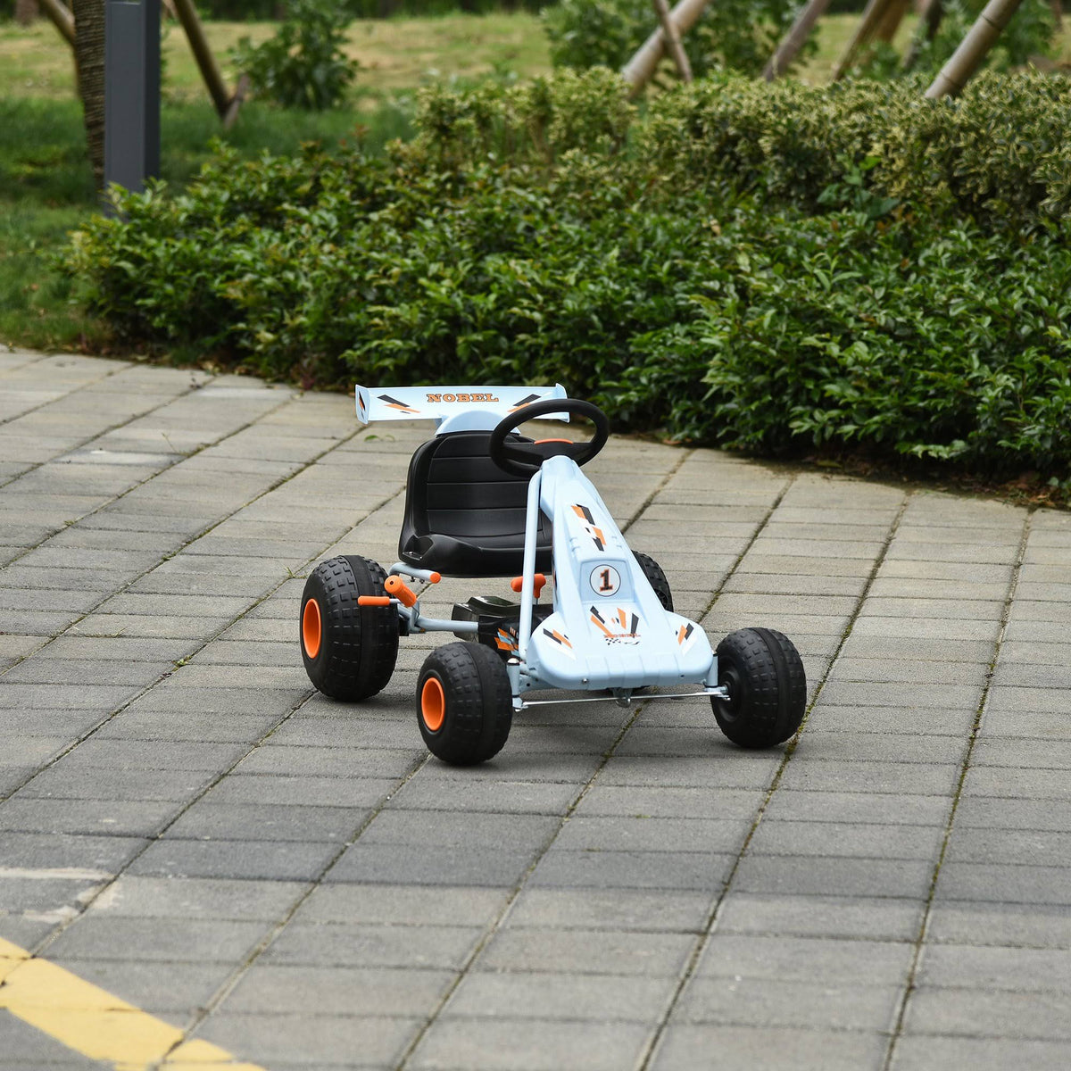 Pedal Go Kart Ride on Car with Adjustable Seat, Plastic Wheels, Handbrake and Shift Lever, White W987130