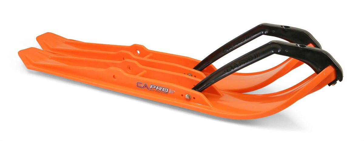 Orange XPT Snowmobile Skis with 6" Round Bars Complete Kit Y475