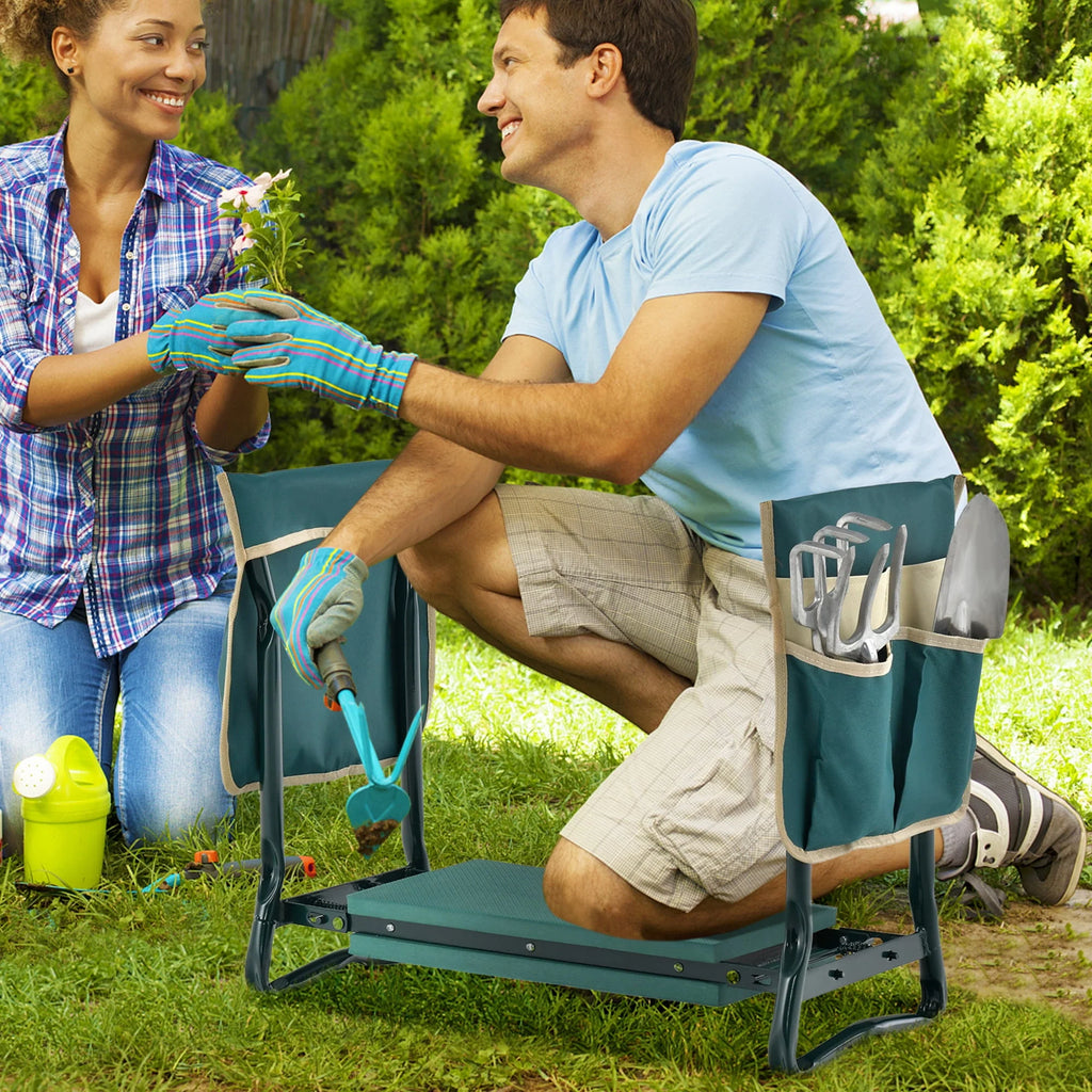 Folding Garden Kneeler Seat Bench with Tool Pouches S756339