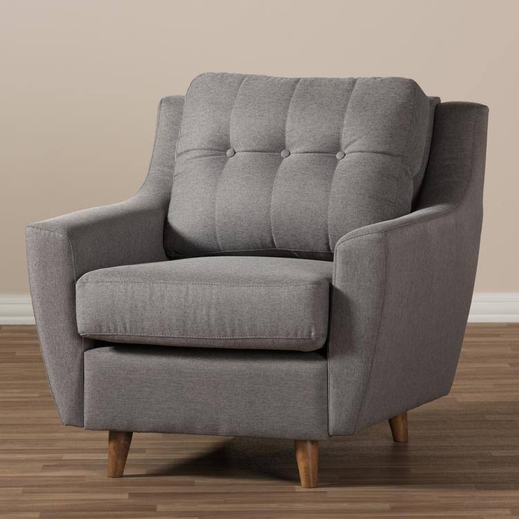 Grey Tufted Arm Chair D934