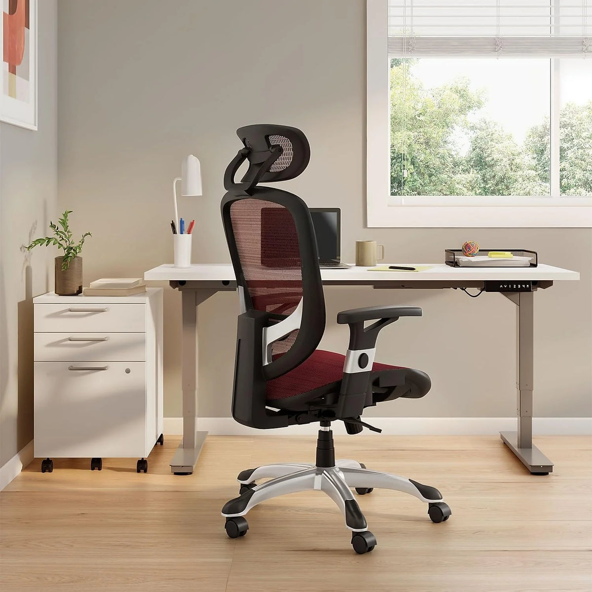 Mesh Computer And Desk Chair, Red Y9704