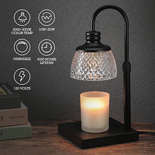 Black Electric Candle Warmer Lamp with 2 Bulbs Height Adjustable Dimmer R615