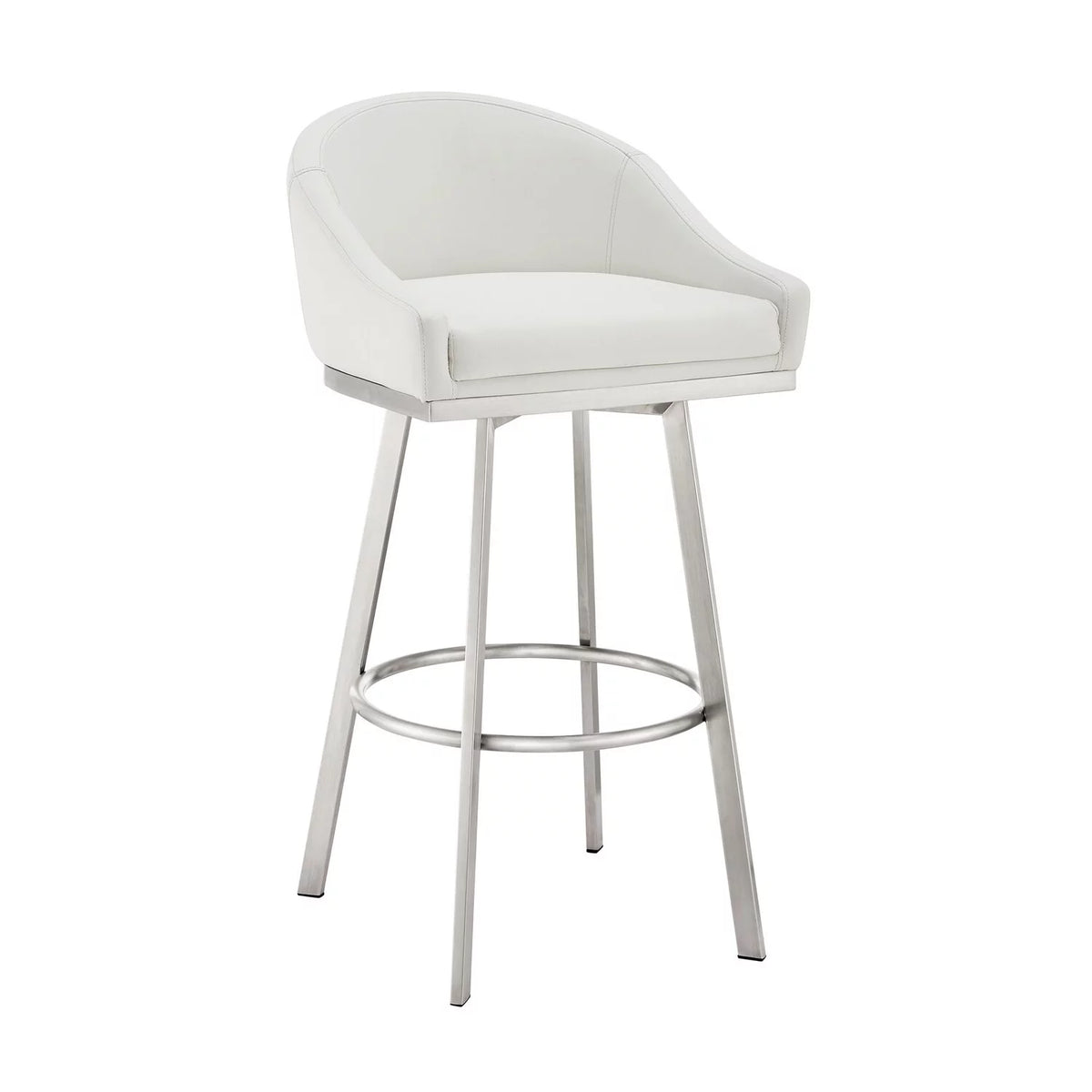 26 Inch Swivel Counter Stool Chair White Faux Leather C593