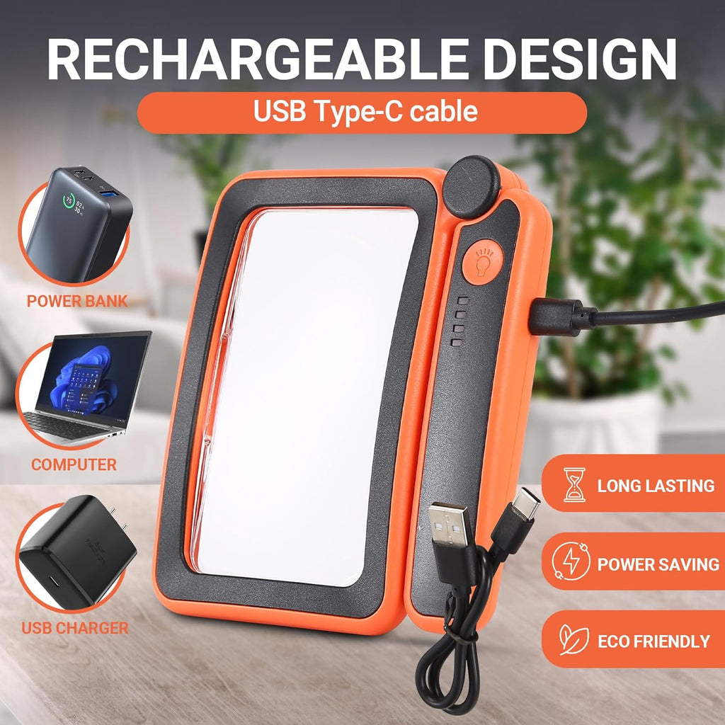 Rechargeable LED Magnifying Glass 5X Folding Rectangular Handheld Lighted Magnifier L24290