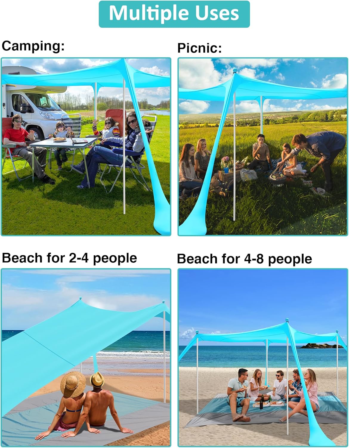 10'x10' 6 Person UPF 50+ Pop Up Beach Tent O1809