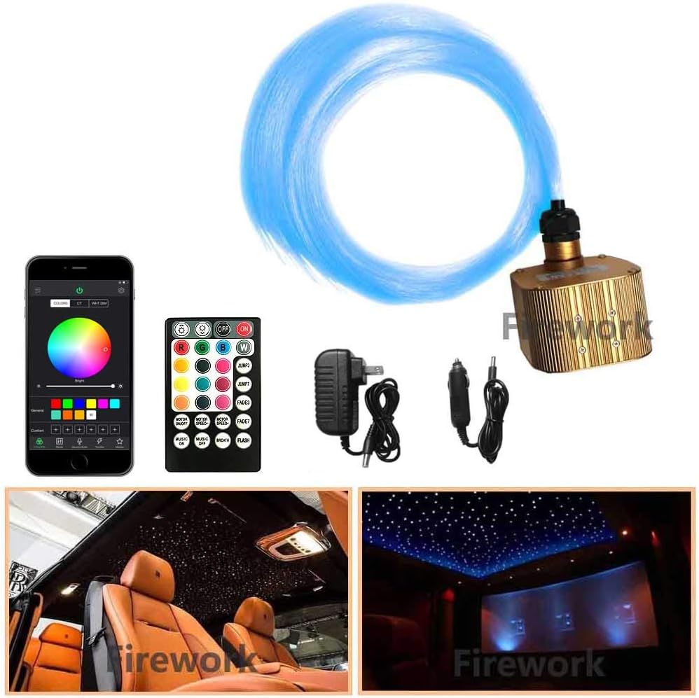 16W Twinkle Fiber Optic Star Ceiling Light Kit with APP Remote Music Mode RGBW LED 460pcs 9.8ft D10971