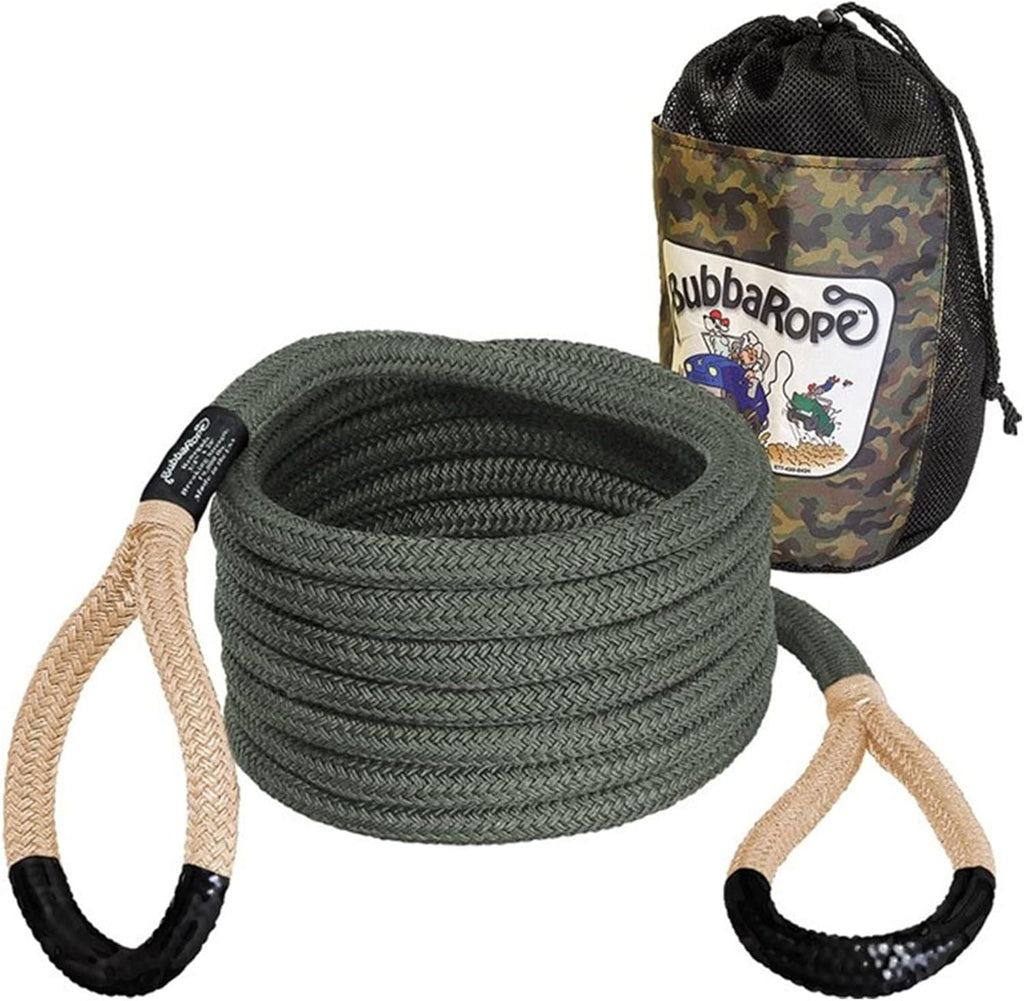 3/4" x 20' ft. Kinetic Recovery Rope, 19000 Lb. Breaking Strength, Tan / Green J586