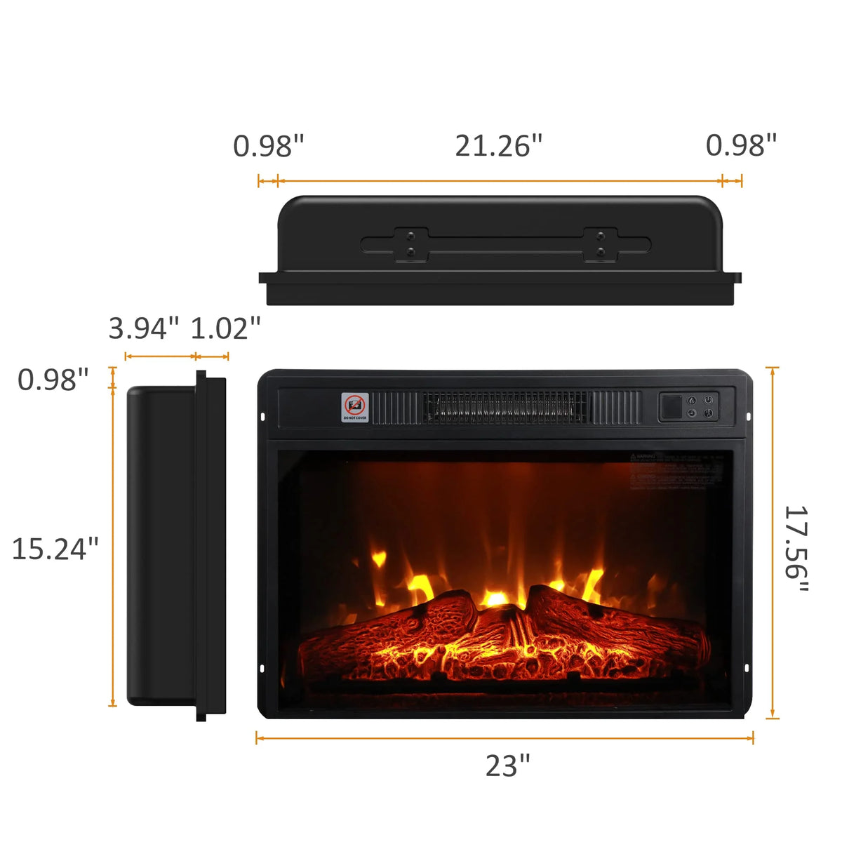 Gray Fireplace TV Stand with 23" Electric Fireplace and Storage Cabinet Z5539
