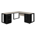 66 x 30 in. Double Pedestal L-Desk with Return, Maple & Black Q8750
