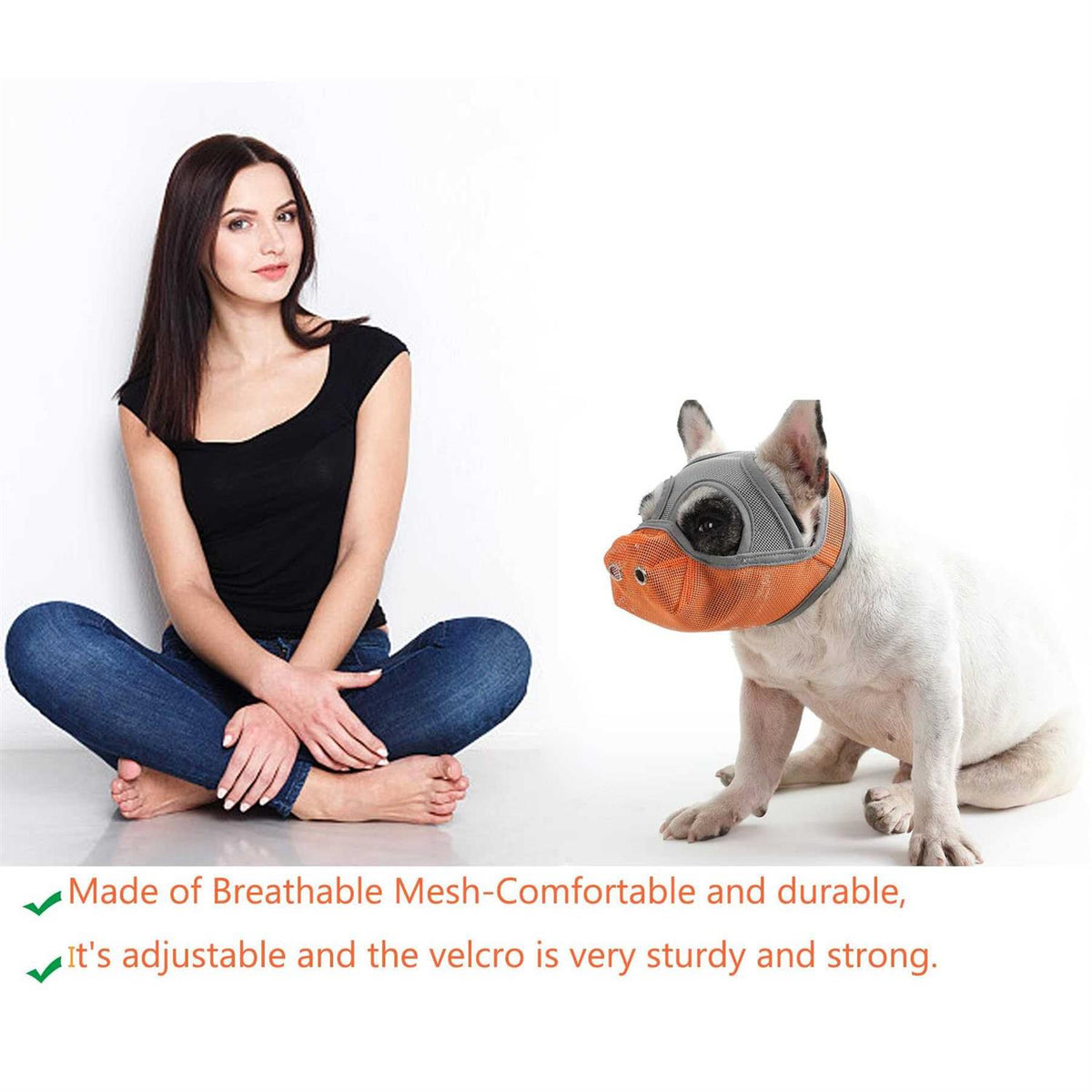 Short Snout Dog Muzzle Adjustable Breathable Mesh P4803