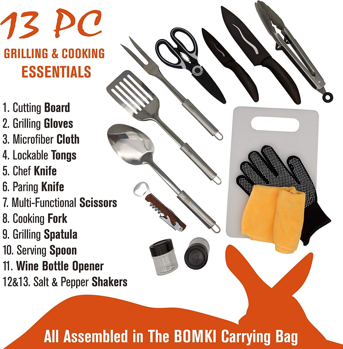 Brown BBQ Grilling and Camping Cooking Utensils Set B89464