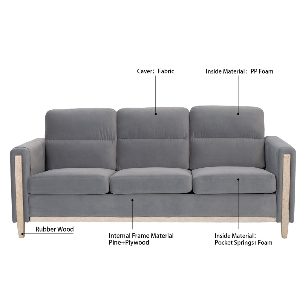 Solid Wood Three-Seater Sofa Couch N109