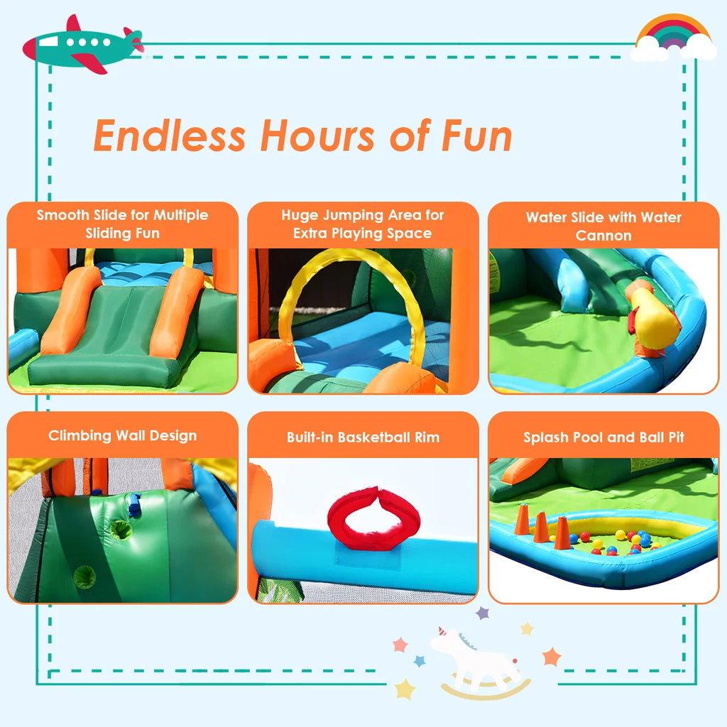 Inflatable Bounce House Kids Water Splash Pool Dual Slide K846
