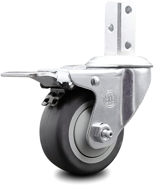 Swivel Square Stem Caster Set 4 with Gray Thermoplastic Rubber Wheel U19107