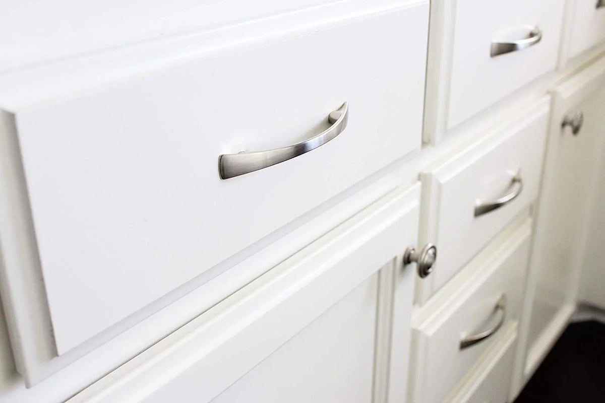 Brushed Nickel Cabinet Hardware Curved Pulls E67311