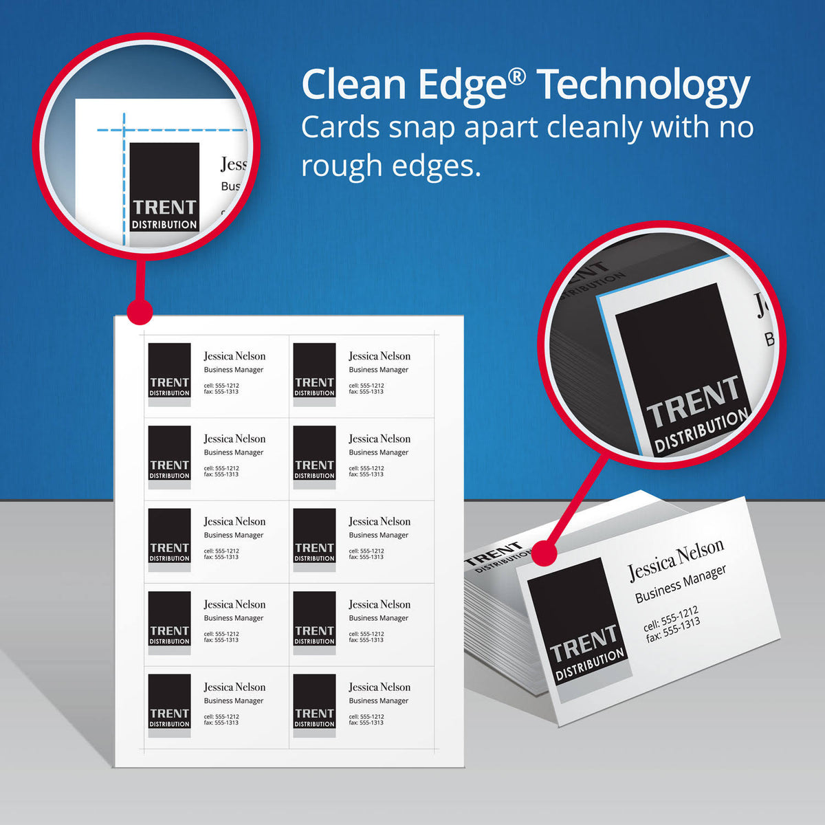 White Clean Edge Laser Business Cards - 2000 pack O64480