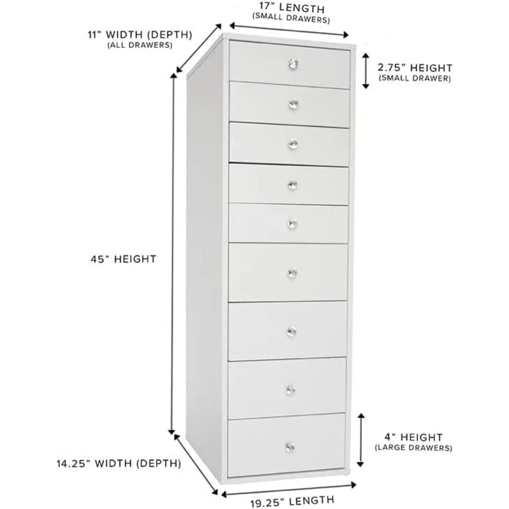 9 Drawer Makeup Vanity Storage Unit with Soft Close W2955