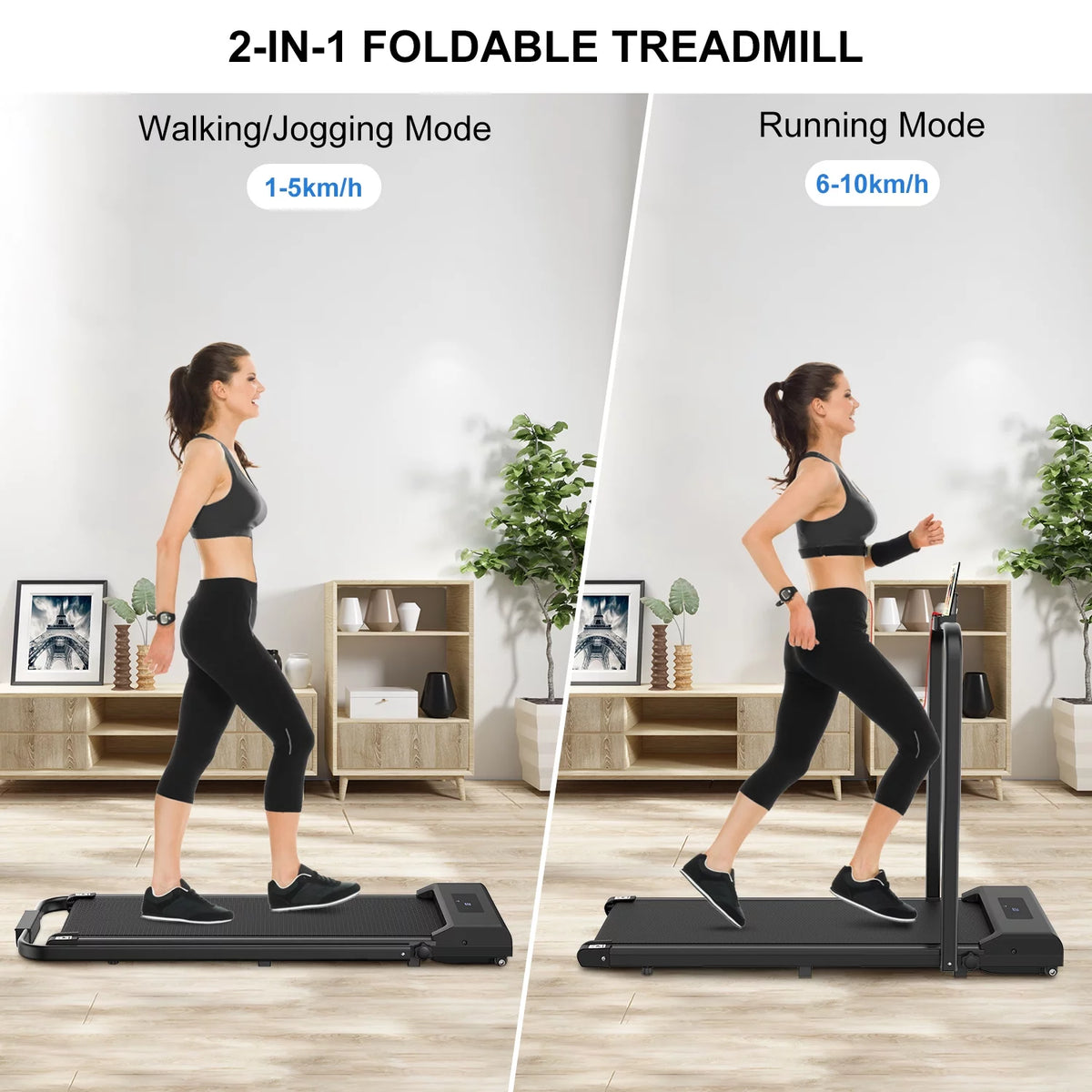 2 in 1 Folding Treadmill 265 lbs Gray Y73788
