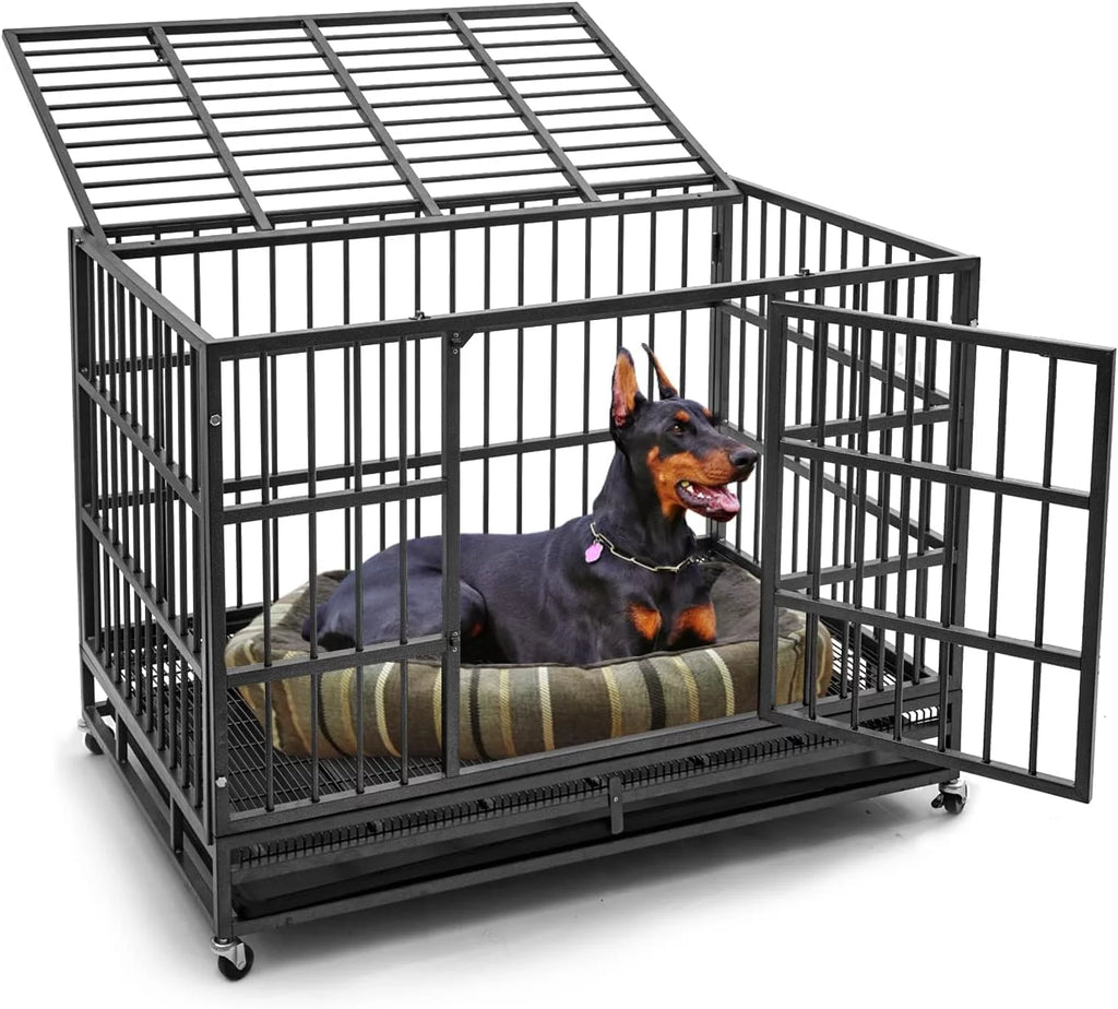 48 inch Heavy Duty Steel Dog Crate with Wheels G70286