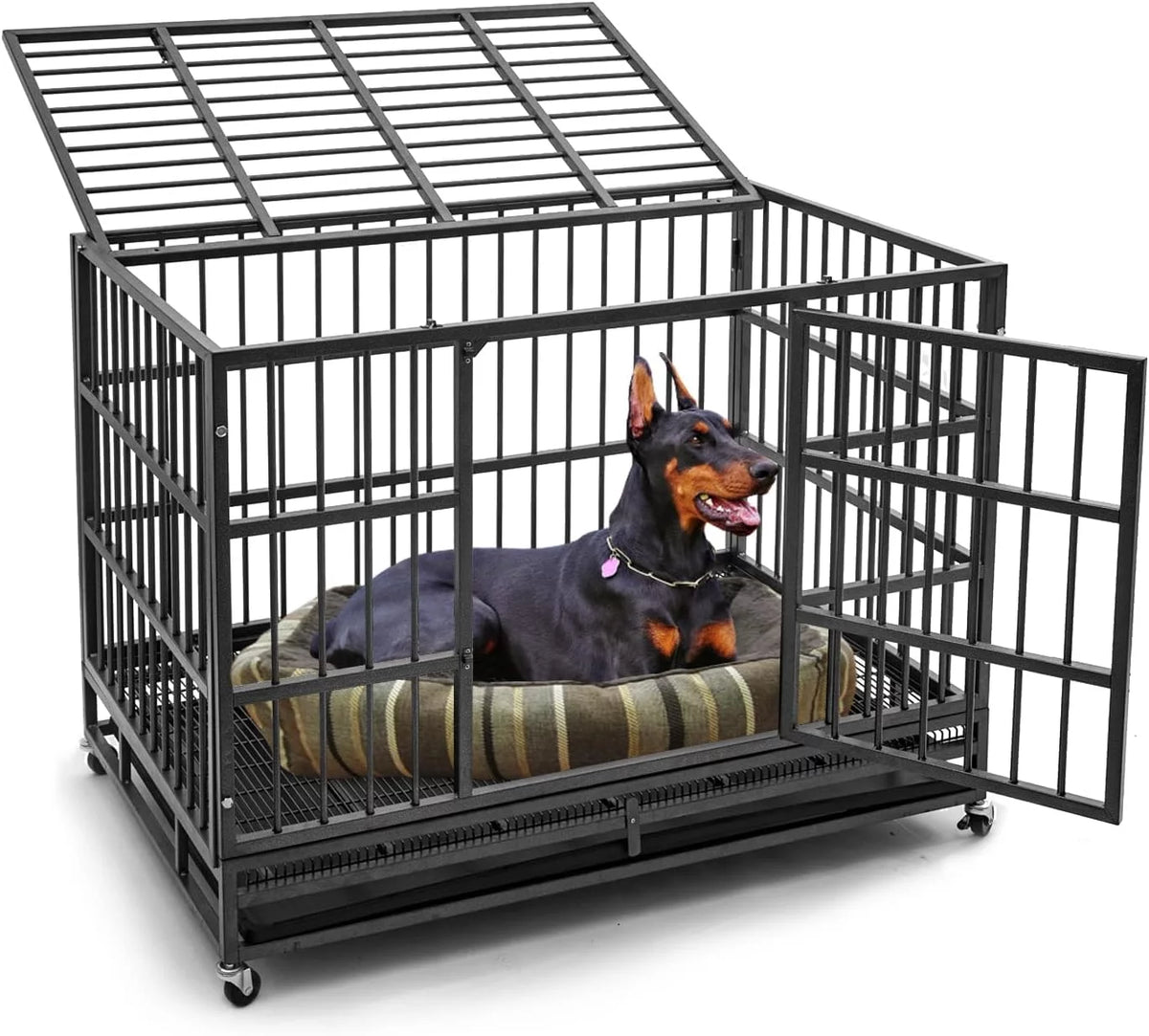 48 inch Heavy Duty Steel Dog Crate with Wheels G70286