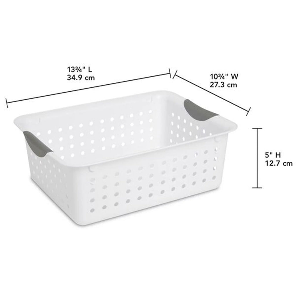 Medium White Plastic Storage Organizer Basket, 6 Pack I3583